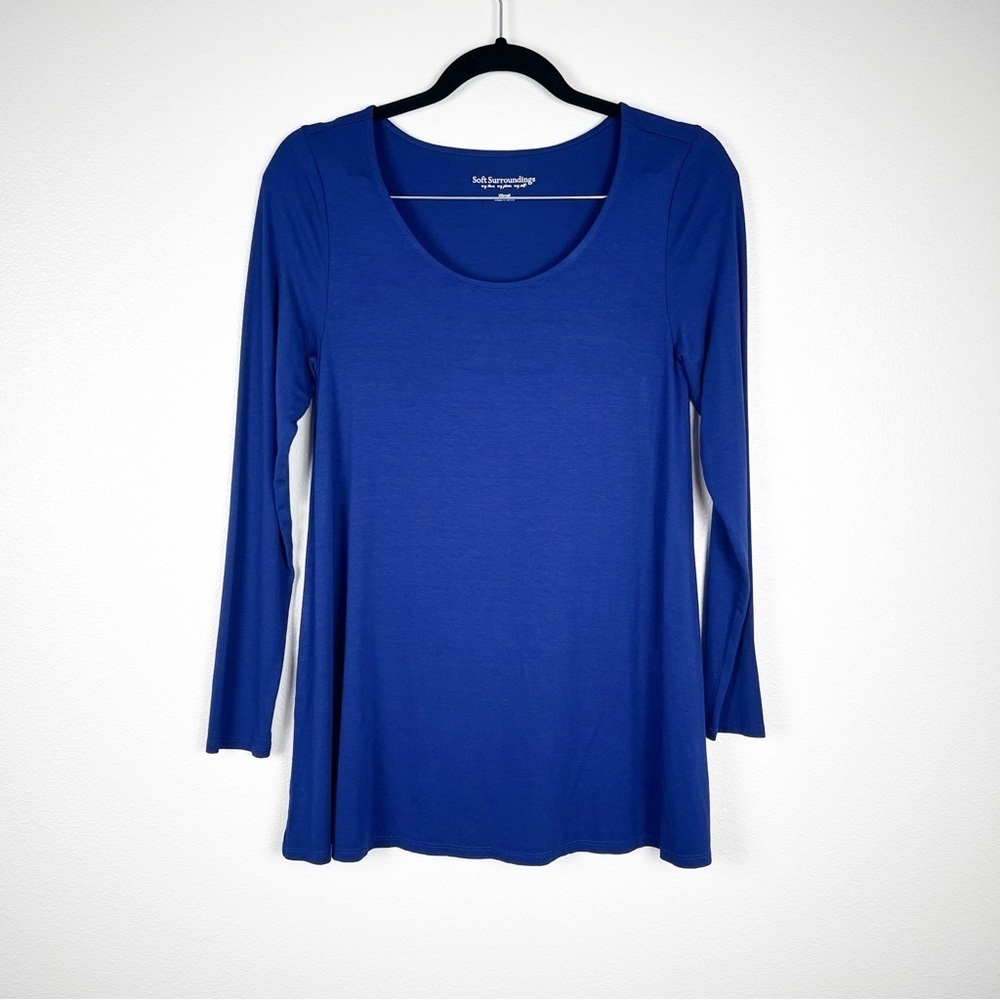 Soft Surroundings Long Sleeve Scoop Neck Tunic Top Blue Sz‎ XS